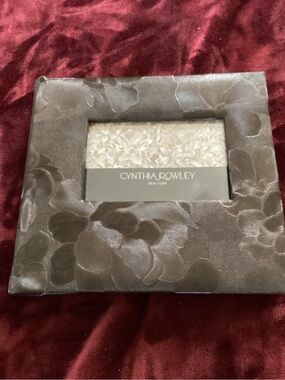 Cynthia Rowley Brown Floral Embossed Frame with Subtle Taupe Highlights
